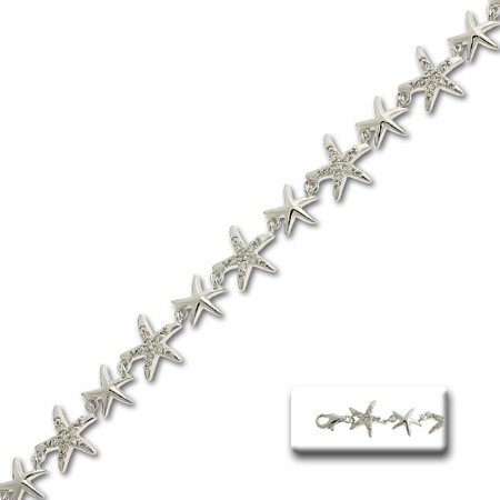 Starfish Link Bracelet with Cubic Zirconias - Click Image to Close